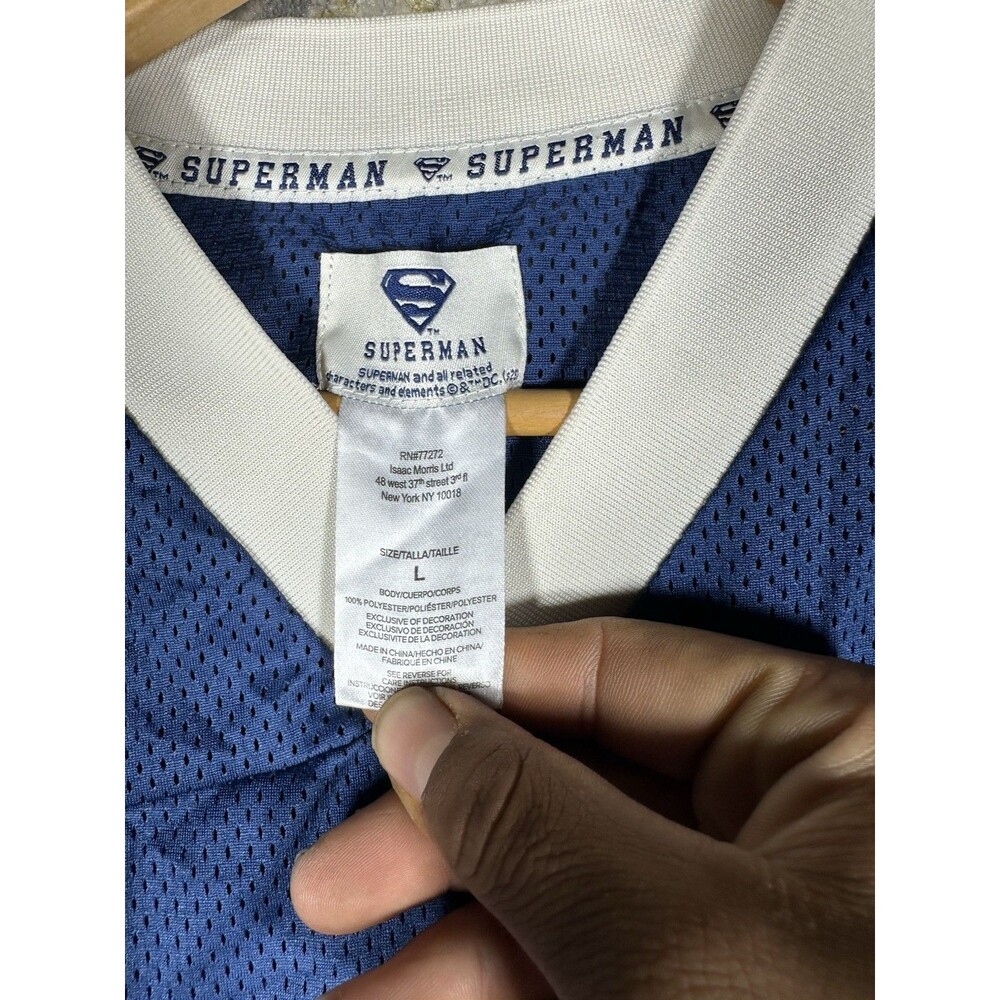 VTG DC Comics Superman #38 Mesh Football Jersey Men’s Size L Boxy Fit - Picture 3 of 7